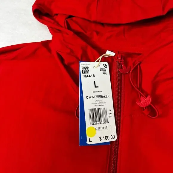Adidas Originals Mens Large Hooded C Windbreaker Jacket Retro Colorblock